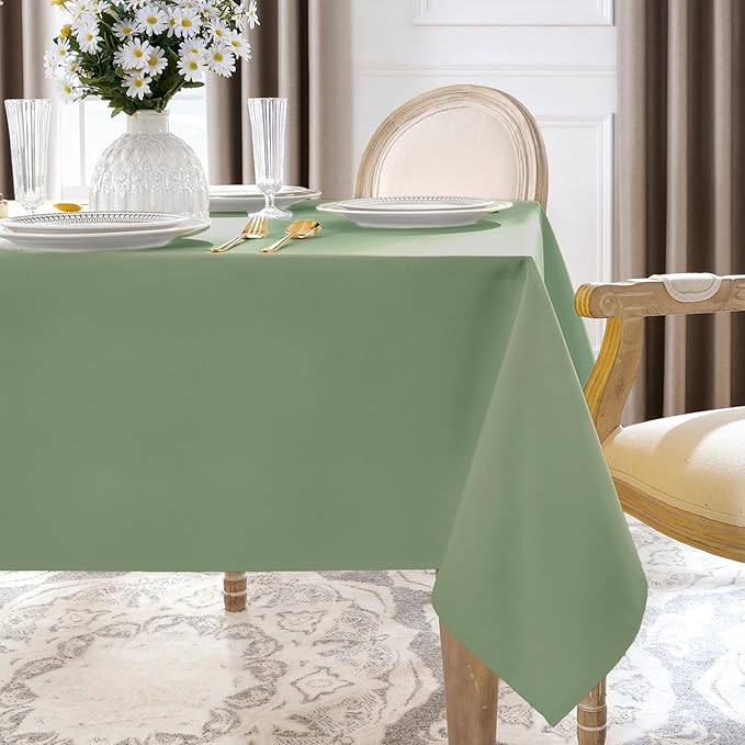 Softalker Rectangle Tablecloth Spring, Waterproof & Stain Resistant Table Cloths Wrinkle Free Fabric Washable 210GSM Polyester Table Cover for Spring/Party/Outdoor - 54 x 54 inch, Sage Green