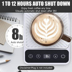 Mug Warmer - Electric Coffee Mug Warmer with Timer,Coffee Cup Warmer for Desk Auto Shut Off,Smart 6-Temperature Control, Coffee Accessories for Coffee Lovers, White