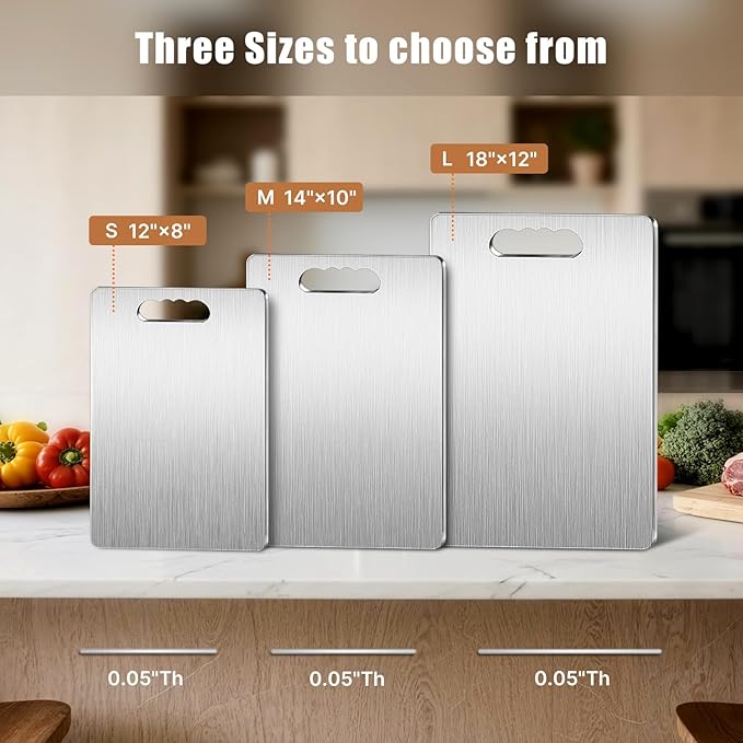 Titanium Cutting Board, 100% Pure Titanium Cutting Boards for Kitchen, Double-sided Food Grade Cutting Boards Non Toxic, Chopping Board Dishwasher Safe for Cutting Meat Vegetable Fruit(12L*8W)