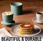 Zulay Kitchen Porcelain Butter Crock With Lid & Knife - Authentic French Butter Dish For Fresh & Spreadable Butter - Deep Sea