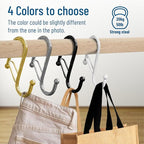 6 S-Shaped Hooks with Anti-Fall System. Anti Drop S-Shaped Hook with Safety Buckle to Prevent Falls. Heavy Duty. (Black, 4in Long (Diameter Rod<1.2in))