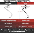 GVODE Stainless Steel Spiral Dough Hook for KitchenAid Stand Mixer, Bread Hook Attachment Fits 4.5-5 QT Mixing Bowl for Tilt-Head Stand Mixers, For KitchenAid Stand Mixer Accessories, Dishwasher Safe