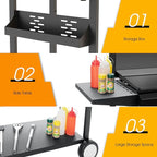 2 Burner BBQ Gas Griddle with Hood, 17.3 Inch Stainless Steel Portable Detachable Propane Griddle, 30,000 BTU Flat Top Barbecue Grill with Side Shelves for Camping