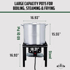 Hike Crew 60QT Outdoor Boiling Kit with Igniter| 110,000 BTU Seafood Boiler Set for Steaming or Cooking Fish, Crawfish, Crab & More | Includes Pot, Lid, Strainer, Burner Stand and Storage Cover