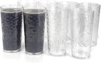 Yalin 24-Ounce Plastic Tumbler Acrylic Drinking Glasses, Reusable Plastic Cups, Stackable, BPA-Free, Shatter Proof, Dishwasher Safe, Set of 8 (Clear)
