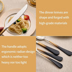 20-Piece Black Gold Silverware Set 18/0 Stainless Steel Silverware Set Black Gold Handle Cutlery Set Service for 4 Dinner Knives Forks Spoons Set Flatware Set Finish Dishwasher Safe