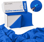 Exquisite Party Solids 54 Inch X 100 Feet Dark Blue Plastic Table Cover Roll in A Cut - to - Size Box with Convenient Slide Cutter. Cuts Up to 12 Rectangle 8 Feet Plastic Disposable Tablecloths
