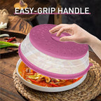 Collapsible Microwave Splatter Cover for Food, Vented Microwave Lid with Hook Hole, Splatter Guard for Plate Dish Bowl, Vegetable Fruit Colander Multi-function Kitchen Gadget (Purple)