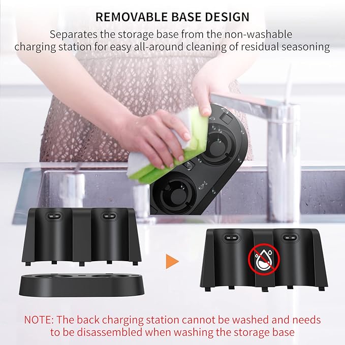 CIRCLE JOY Electric Salt and Pepper Grinder Set Stainless Steel Spice Grinder Automatic Pepper Mills with Easy-to-Carry Dual Charging Station, White Led Light, and Adjustable Coarseness, Silver