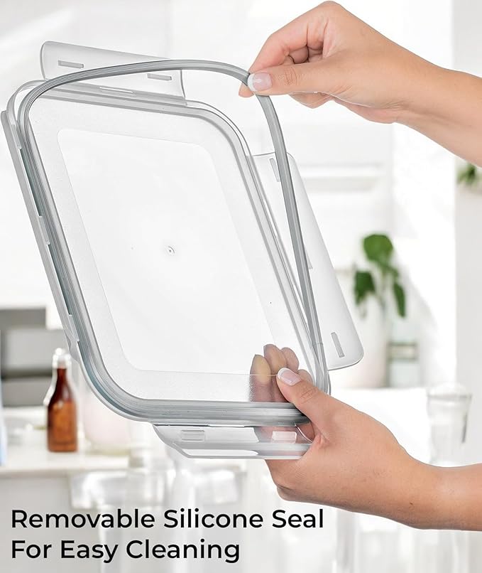 3300 ml/ 112 oz LARGE Glass Food Container with Locking Lid. Ideal for Storing food, vegetables or fruits. Baking Casserole, Lasagna, Baking Or Roasting chicken and lot of other tasty food. BPA Free