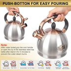 3Quart Whistling Tea Kettle Classic Teapot Stainless Steel Teakettle with Cool Grip for Stovetop