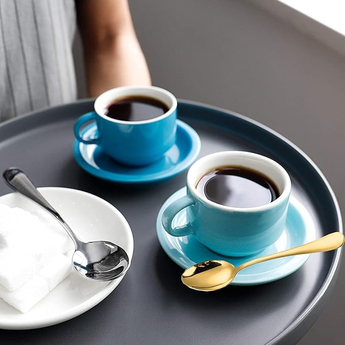 Wesdxc56 Demitasse Espresso Spoons, Mini Coffee Spoon, 5.5 Inches Stainless Steel Small Spoons for Dessert, Set of 6（Gold)