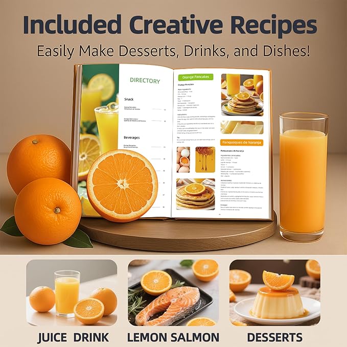 Keerain Electric Orange Juicer, Hand-Free Citrus Juicer Machine with Cleaning Brush, High-Performance Automatic Juice Squeezer for Lemon, Lime, Grapefruit, Pomegranate, Easy to Clean & Use