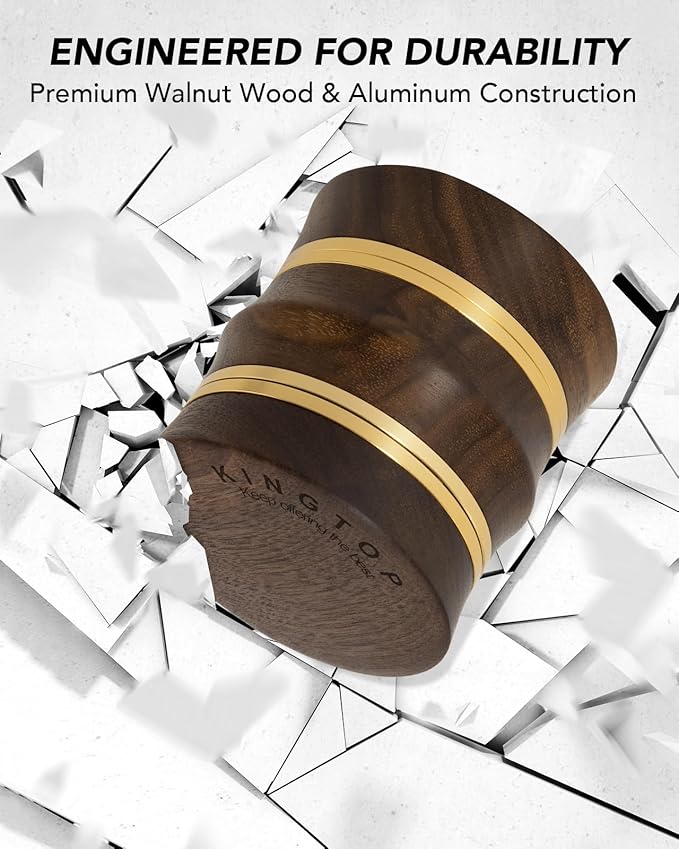 KINGTOP Grinder, Large 2.6" Walnut Wood & Aluminum Manual Grinder