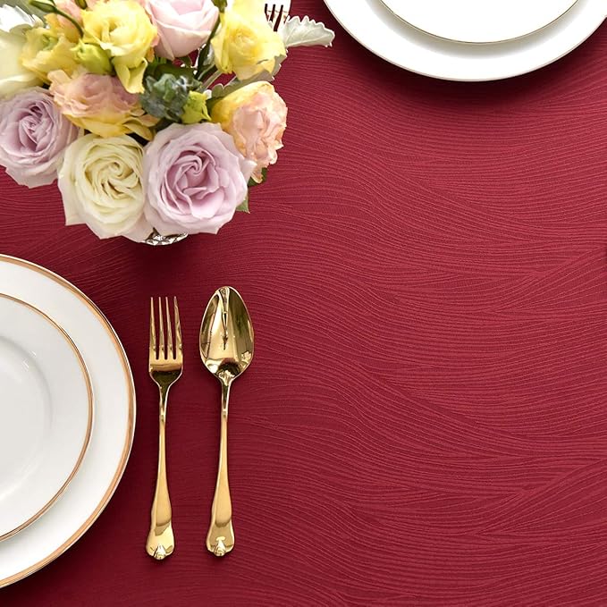 maxmill Jacquard Table Cloth Swirl Pattern Spillproof Wrinkle Resistant Heavy Weight Soft Tablecloth for Kitchen Dinning Tabletop Decoration Outdoor Picnic Rectangle 52 x 70 Inch Red