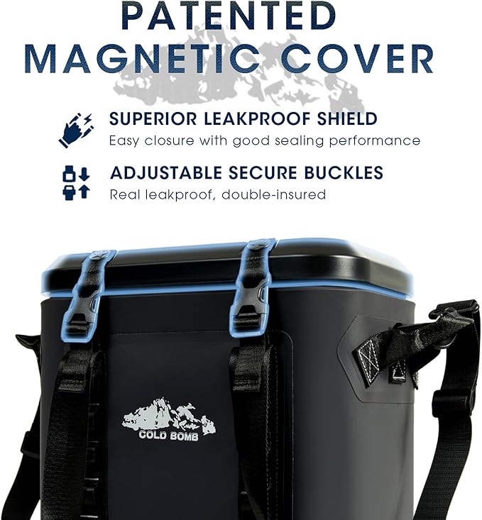 Magnetic Backpack Cooler Bag, Cold Retention Soft Coolers 30 Can Insulated Soft Sided Cooler with Waterproof Bag
