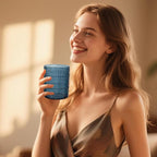 18PCS Hobnail Plastic Drinking Glasses - 14Oz Beaded Glasses Drinkware Set Disposable - Blue Vintage Plastic Bubble Glassware for Beer, Juice, Cocktail, Whiskey, Milk and Various Mixed Drinks