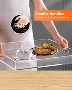 Acrylic Serving Tray Set of 2-16x12 & 15.4x11.9 Inch Clear Luxury Trays for Kitchen, Dining, Bathroom Organizer - Non-Slip, Scratch-Resistant, Spill-Proof Design - Ideal Gift for Housewarming, Parties