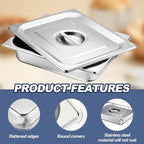 Mifoci 2 Pack Stainless Steam Hotel Pan with Lid, 1/1 Size X 4 Inch Deep Steam Table Pan Restaurant Supplies Reusable Anti Rust Steam Pan Water Pan for Home, Party, Restaurant, Hotel, Buffet