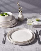 famiware Star Dinner Plates for 6, 10 inches Plate Set, Scratch Resistant, Stoneware Dinnerware, Kitchen Modern Rustic Serving Dishes, Matte White