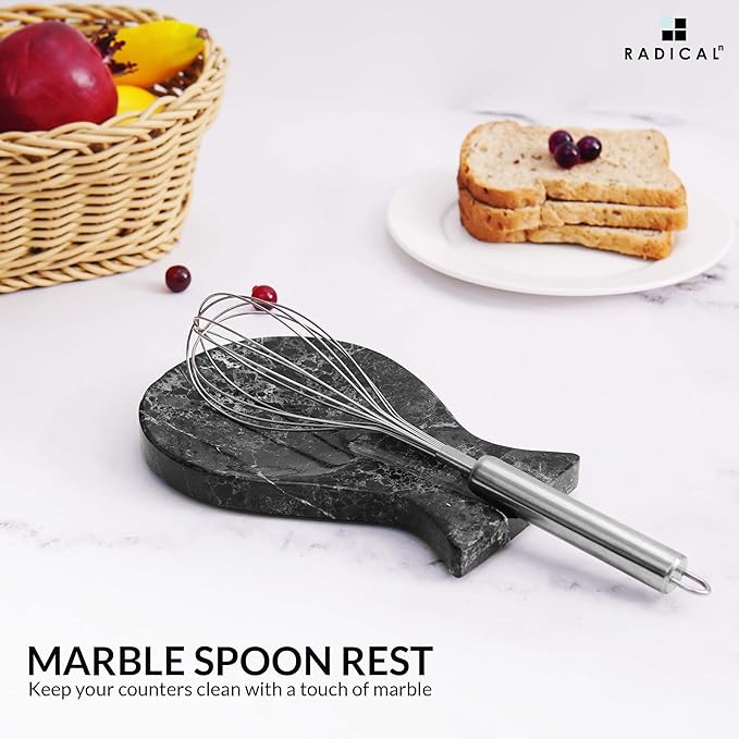 Radicaln Marble Spoon Rest 8" Inches Black Handmade Spoon Holder For Kitchen Utensils, Ideal Cooking utensils, Spoon Rest For Stove Top
