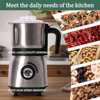 Electric Grinder for Kitchen - 500W Grain Mill with 3 Stainless Steel Blades, Versatile Spice Grinder for Coffee, Grinding Spices, Bean, Grains, Nuts (Black)