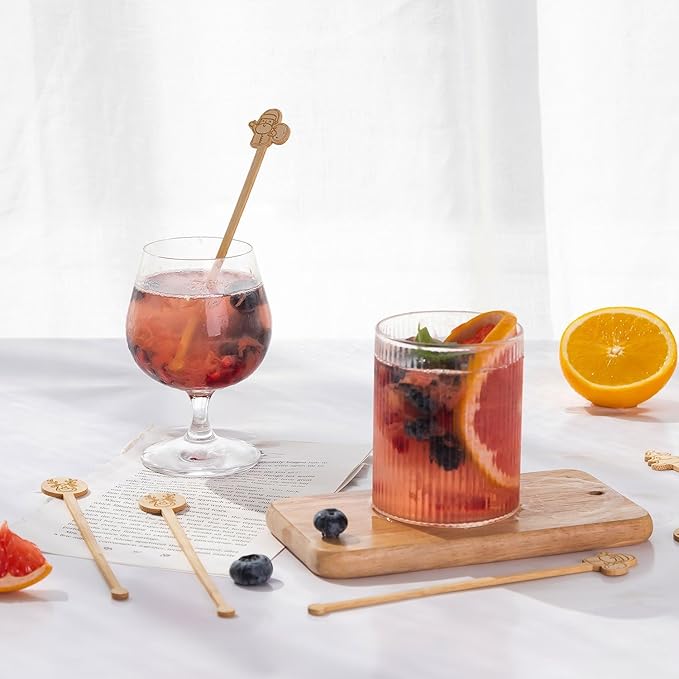 60PCS Bamboo Coffee Stirrers, 7inch Christmas Biodegradable Disposable Christmas Tree Santa Claus Reindeer Coffee Drink Cocktail Stirrers for Christmas Coffee Milk Office Home Hot Chocolate Bar