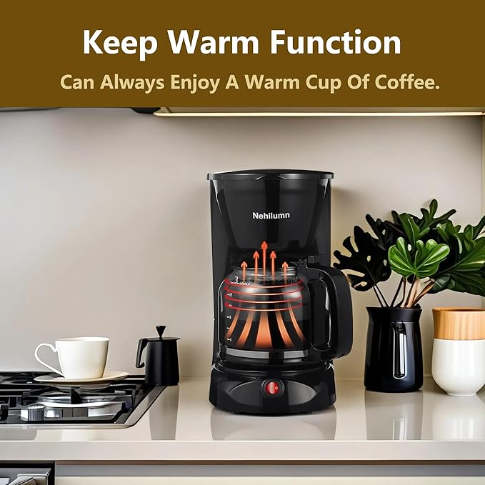 12 Cup Drip Coffee Maker Machine, Coffee Pot Machine Permanent Coffee Filter,1.8L Glass Carafe Electric Coffee Maker,950W Black