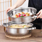 Steamer for Cooking, 6.0 Quarts Stainless Steel Steamer Pot, 2-Tier Food Steam Pots with Lid for Cooking Vegetables, Seafood, Soups, Stews and Pasta, 11.4 x 6.6 inch