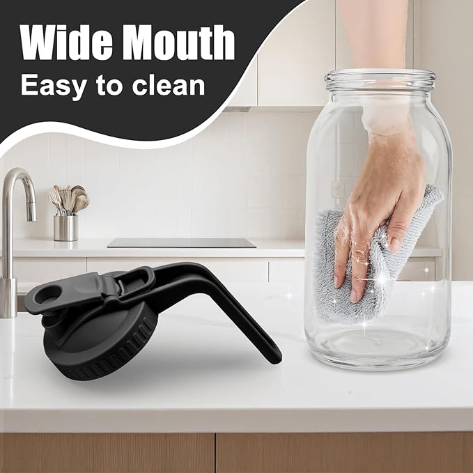 64 oz Glass Pitcher with Lid - 2 Quart Mason Jar Pitcher with Lid, Wide Mouth Airtight & Leakproof Glass Jar for Iced Tea, Juice, Breastmilk, Cold Brew, Sun Tea and Drinks