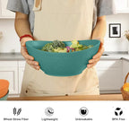 Large Salad Bowls 65 OZ - Wheat Straw Bowl Unbreakable Large Capacity Serving Bowl for Chips, Popcorn, Microwave & Dishwasher Safe Kitchen Bowls for Camping, Party, Big Cereal Bowl (Green)