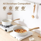 SENSARTE Nonstick Ceramic Cookware Set 16-Piece, Healthy Pots and Pans Set, Non-toxic Kitchen Cooking Set with Stay-Cool Handles, Silicone Utensils and Pot Protectors, PFAS/PTFE/PFOA Free