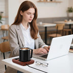 Coffee Mug Warmer & Mug Set for Desk, 36W Electric Coffee Mug Warmer with 16oz Cup, Smart Coffee Heater with 9 Temp Settings & Auto Shut Off, Home Office Desk Accessory, Gifts for Women Men, Wood