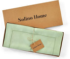 Solino Home Linen Table Runner 90 Inches Long - 100% Pure Linen Light Green Table Runner 14 x 90 Inch for Summer - Classic Hemstitch