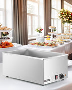 WILPREP Single-Well Commercial Food Warmer, ETL Listed Electric Warmer for Food with Adjustable Temp. & Automatic Shutoff, Stainless Steel Hot Food Well Food Heating Unit for Buffet Hotel Catering