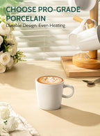 Sweese 5oz Porcelain Espresso Cups Set of 4, Mini Coffee Mugs Demitasse Cups - White