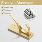 Self Adhesive Coat Hooks for Hanging, Heavy Duty Stainless Double Wall Hook for Towel, Backpack, Hat, Sturdy Metal Hanger for Bathroom, Bedroom, Door, Wall Mounted, 6-Pack, Brushed Gold