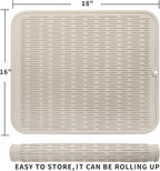 Silicone Dish Drying Mat for Multiple Usage,Easy clean,Eco-friendly,Heat-resistant Silicone Mat for Kitchen Counter or Sink,Refrigerator or Drawer Liner Tapioca XL 18 inches x 16 inches