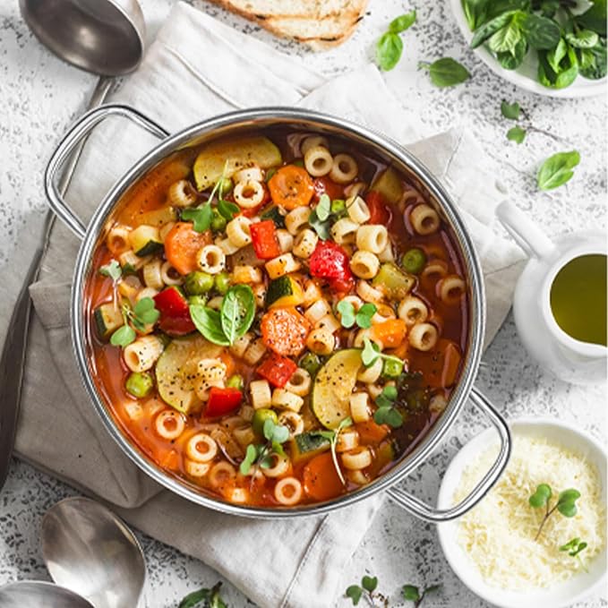 Leonyo Stainless Steel Stock Pot, 8 Quart Stock Pot with Visible Lid, Heavy Duty 3-Ply Induction Cooking Pot for Pasta, Soup, Spaghetti, 18/10 Stainless Steel StockPot for Canning, Boiling, Simmering