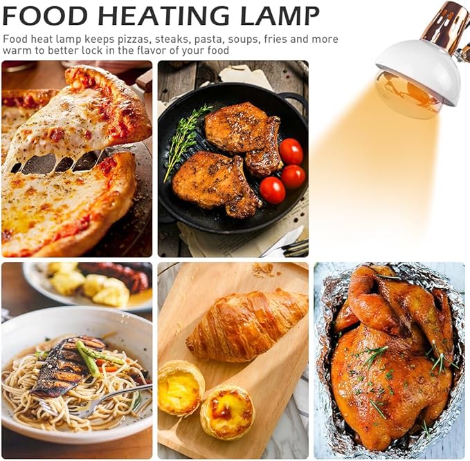 DUEBEL Heat Lamp for Food, Pretzel Warmer, Portable Catering Food Warmer for Buffet, Catering, Restaurant, Parties, Holidays and Entertaining, Concession Stand Supplies (White)