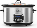Sunvivi Slow Stew Pot - Electronic - Stainless Steel Color -8.5 QT: Multi-Cooker Food Warmer with Delay Function, Adjustable Tempature Control, Dishwasher Safe, Perfect for Families, Sliver