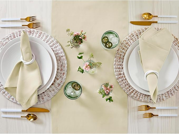 Solino Home Linen Birch Table Runner 132 Inches Long - 100% Pure Linen Extra Long Table Runner 14 x 132 Inch for Summer, Fall, Autumn - Fete