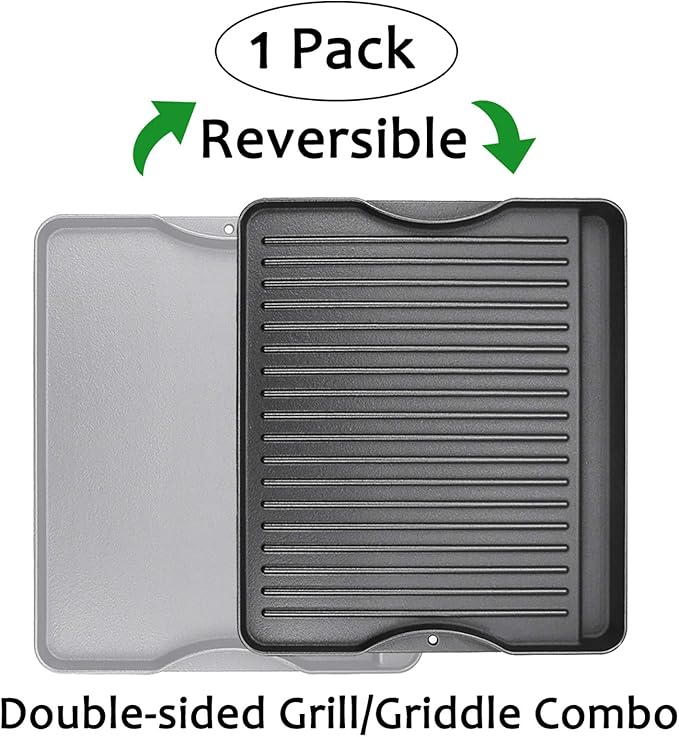 Utheer Reversible Grill Griddle for All Camp Chef 14" & 16" Stoves Cast Iron Griddle, for Camp Chef Explorer 2-Burner Stove,3-Burner, Single Burner Outdoor Stove, 1 Pack