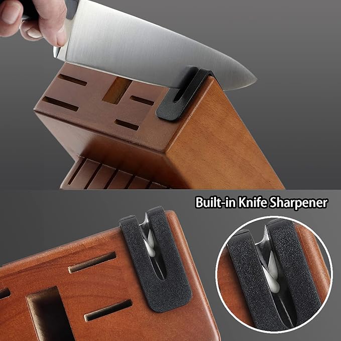 McCook® Knife Sets, German Stainless Steel Kitchen Knives Set with Built-in Sharpener and Wooden Block