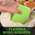 SURDOCA Dough Scraper Bench Scraper - 3P 4.7x3.7" Plastic Flexible Bowl Scraper, Sharp Edge & Angles Cake Scraper. Non-Slip Bakeware Decorating Tools Sculpting & Modeling Tools - Pure Green