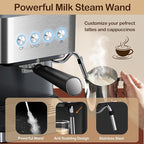 Espresso Machine with Milk Frother, 20 Bar Espresso Maker for Cappuccino&Latte, Compact Coffee Maker for Home&Office, 50oz Removable Water Tank, Stainless Steel