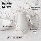 1.0L 1500W Gooseneck Electric Kettle - Stainless Steel Interior - Rapid-Boil - Auto Shut-Off, Boil-Dry Protection, Temperature Control, LED Indicator - White by The Display Guys