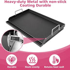Universal 25" x 16" Nano-Ceramic Nonstick Coating Grill Griddle for Gas Grill, Cast Iron Griddle for Charcoal, Gas Grills, Camping, Flat Top Plate Insert with Grease Groove and Removable Handles