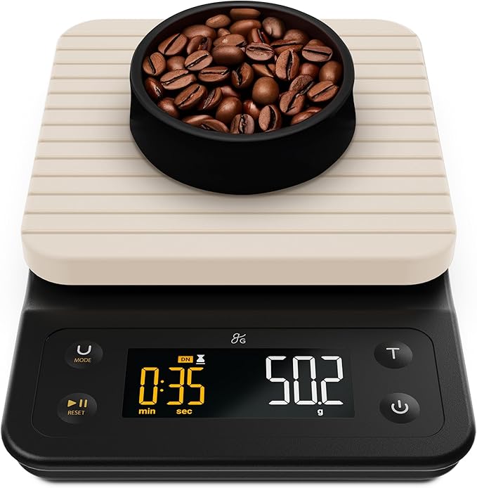 Greater Goods 0.1g Precision Coffee Scale with Timer – 3kg Digital Scale for Pour-Over, Espresso, French Press, Kitchen Use (Birch)
