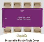 Exquisite 12-Pack Premium Plastic Tablecloth 54in. x 108in. Rectangle Table Cover - Magenta